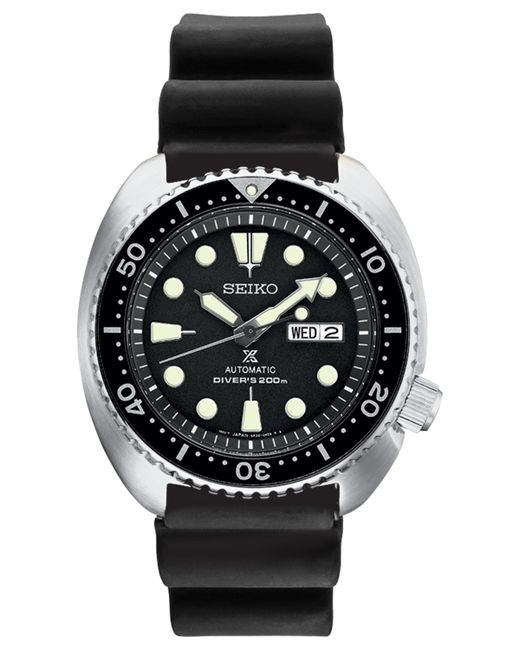 Seiko Automatic Prospex Diver Black Silicone Strap Watch 45mm