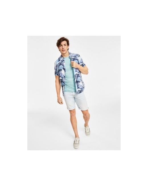 Guess Tropical Print Shirt Triangle Logo Graphic T Sonny Low Rise Denim Shorts