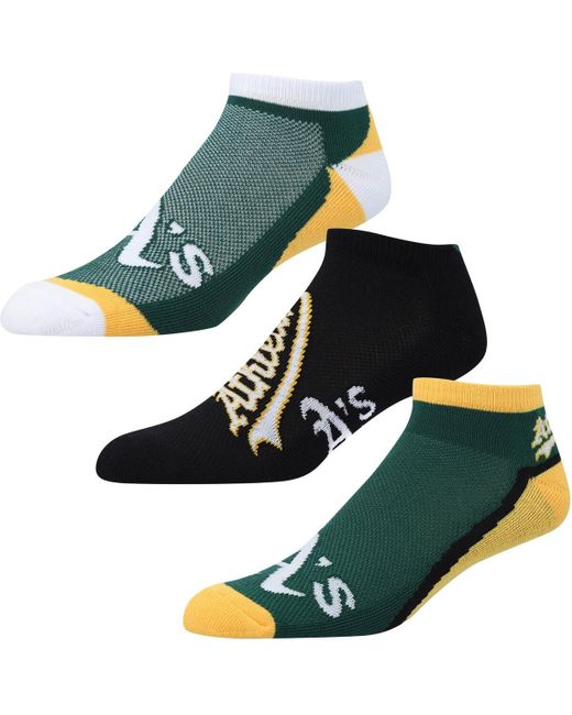 For Bare Feet and Oakland Athletics Flash Ankle Socks 3-Pack Set Black