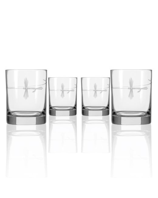 Rolf Glass Fly Fishing Double Old Fashioned 14Oz Set Of 4 Glasses