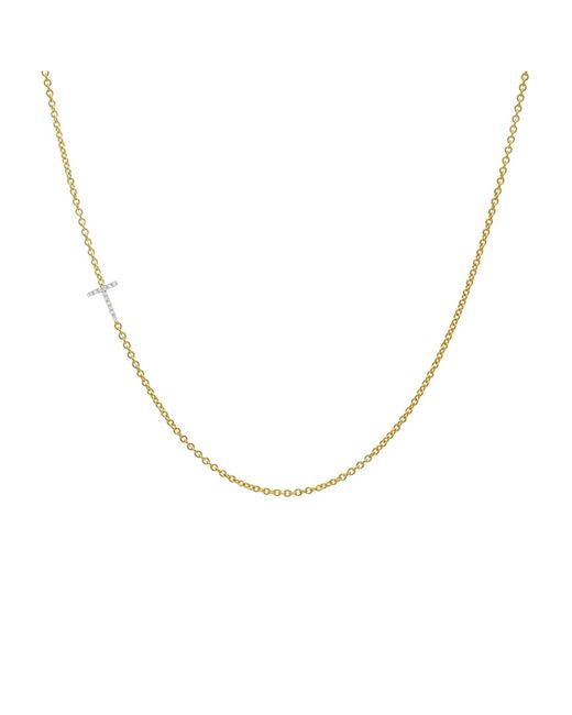 Zoe Lev Diamond Asymmetrical Initial 14K Yellow Gold Necklace