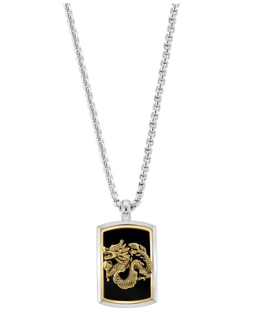 Effy Collection Effy Onyx Dragon Dog Tag 22 Pendant Necklace Sterling 14k Gold-Plate