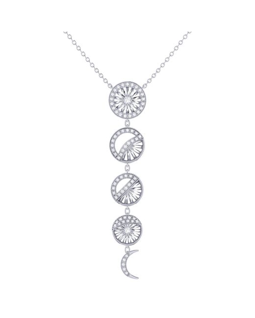LuvMyJewelry Moon Phases Design Sterling Silver Diamond Necklace
