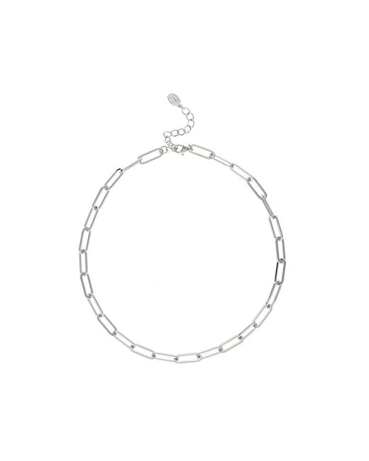 Rivka Friedman Rhodium Polished Paperclip Strand Chain Necklace