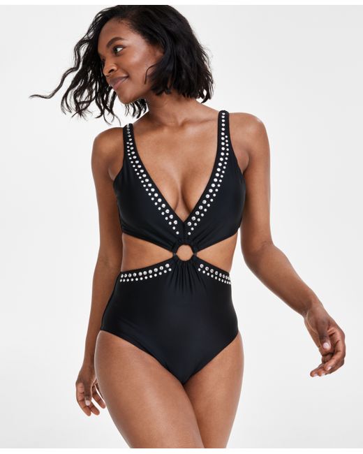 Bar III Tell Me About It Stud One-Piece Swimsuit Created for silver