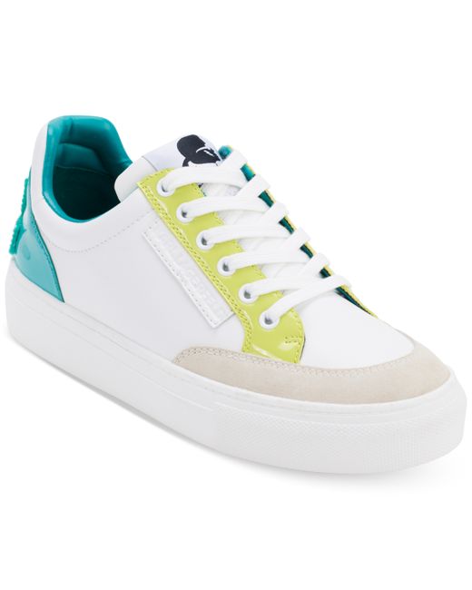 Karl Lagerfeld Calico Patch Embellished-Heel Sneakers Blue