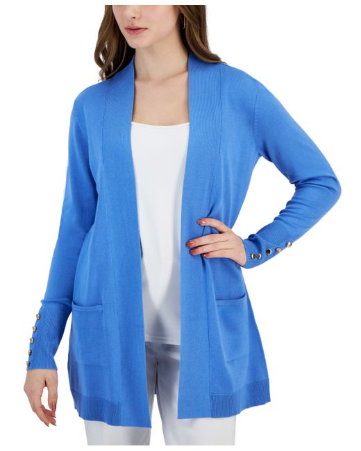 Jm Collection Petite Open-Front Button-Cuff Cardigan Created for