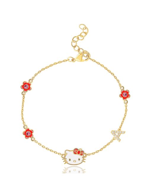 Hello Kitty Sanrio Gold Plated Letter Bracelet Cubic Zirconia Initial Officially Licensed