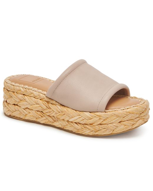 Dolce Vita Raffia Flatform Slide Sandals