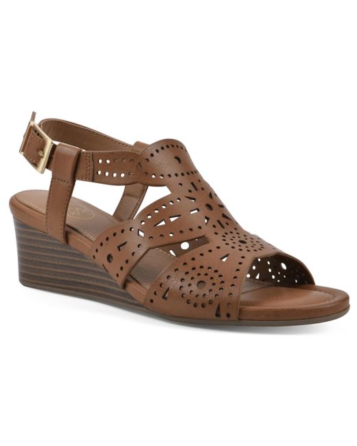 White Mountain Brush Up Perforated Wedge Sandals