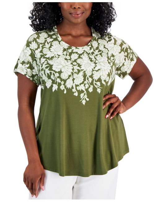 Jm Collection Plus Print Short-Sleeve Top Created for