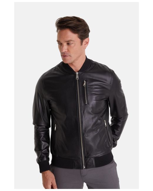 Furniq Uk Genuine Leather Bomber Jacket