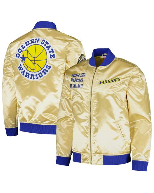 Mitchell & Ness Distressed State Warriors Team Og 2.0 Vintage-Like Logo Satin Full-Zip Jacket
