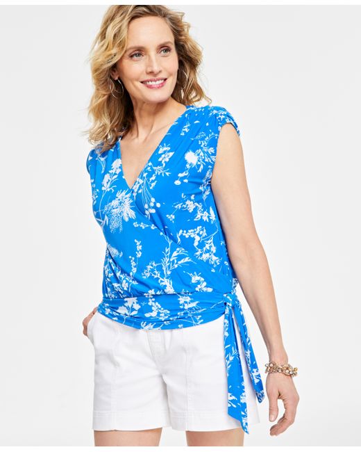 I.N.C. International Concepts Printed Surplice Top Created for