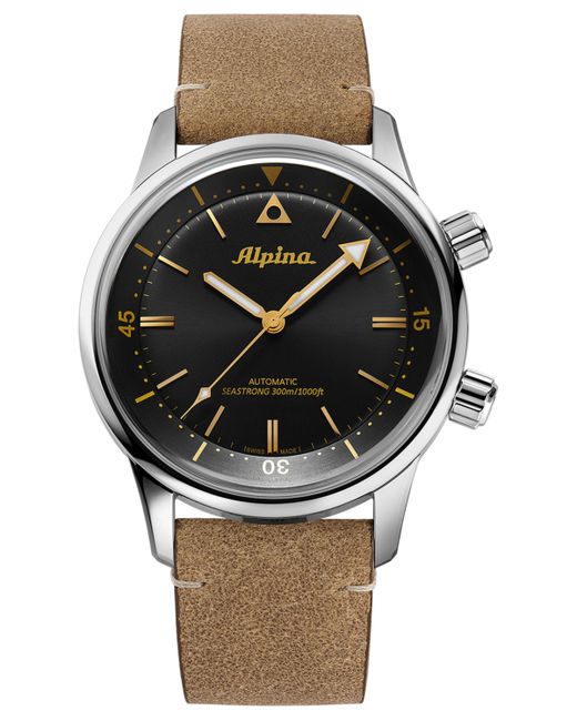 Alpina Swiss Automatic Seastrong Diver Leather Strap Watch 42mm