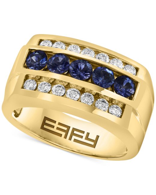 Effy Collection Effy Sapphire 5/8 ct. t.w. White 1-3/8 Three Row Ring 10k Gold