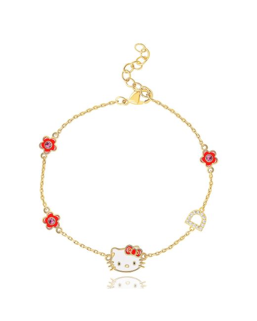 Hello Kitty Sanrio Gold Plated Letter Bracelet Cubic Zirconia Initial Officially Licensed