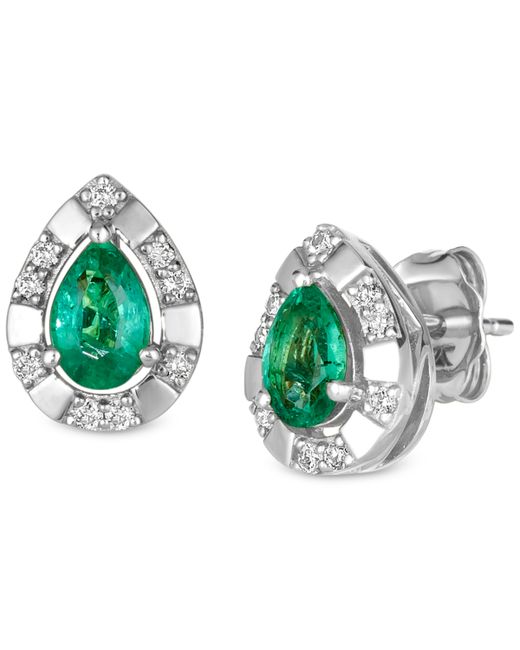 Le Vian Costa Smeralda Emerald 5/8 ct. t.w. Nude Diamond Pear-Shaped Stud Earrings 1/8 14k White Gold