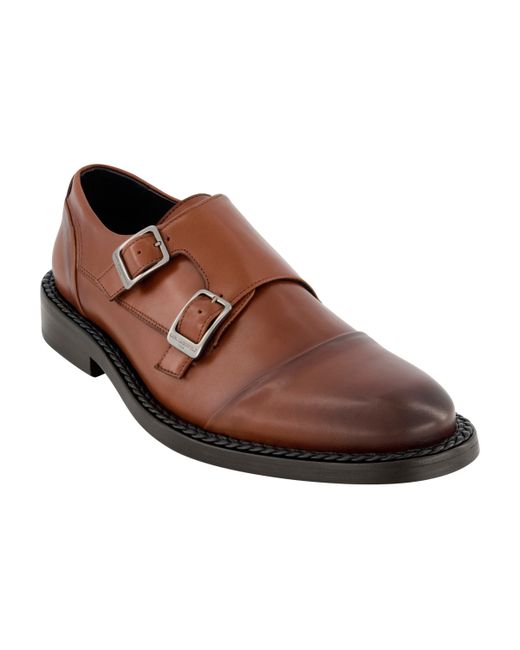 Karl Lagerfeld Leather Double Monk Cap Toe Dress Shoes