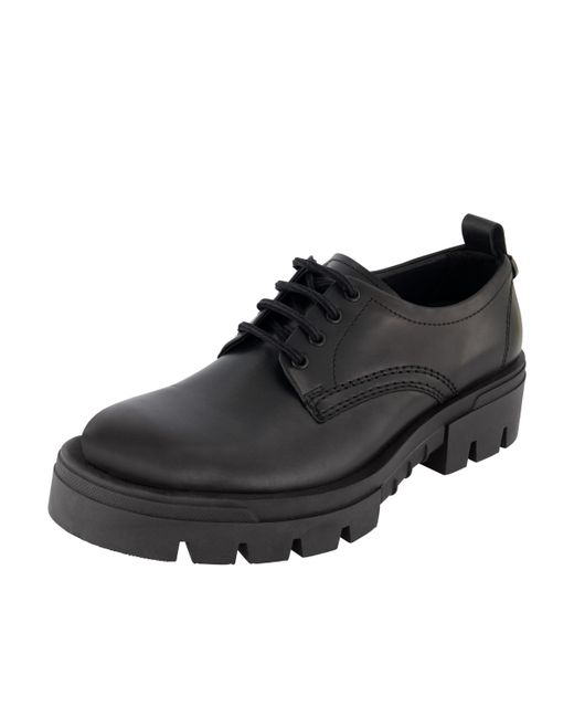 Karl Lagerfeld Leather Plain Toe Derby On Lug Sole Shoes