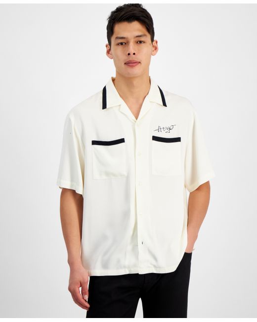 Hugo Boss by Boss Oversized-Fit Logo Embroidered Button-Down Shirt