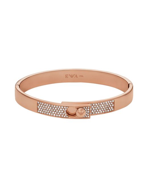 Emporio Armani Rose Gold-Tone with Crystals Setted Bangle Bracelet EGS3089221