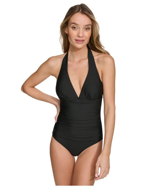 Dkny Tie-Back Halter-Style One-Piece Swimsuit