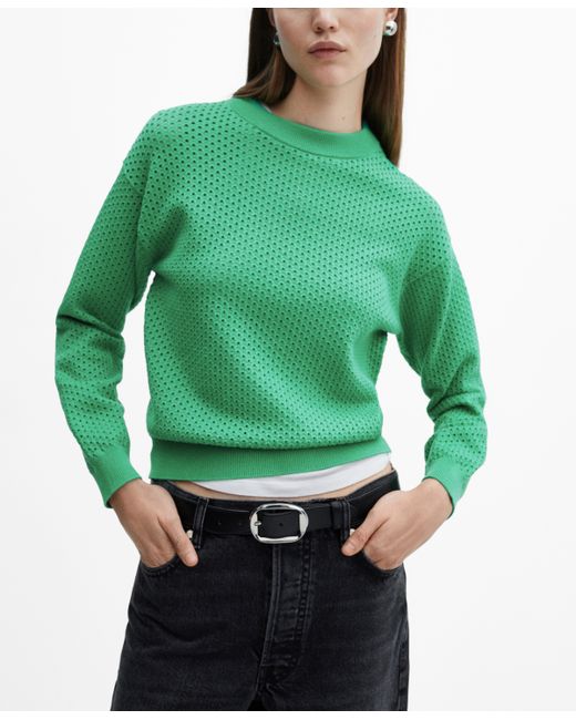 Mango Round-Neck Openwork Sweater
