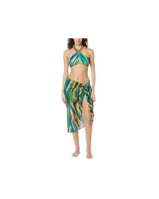 Vince Camuto Printed Cross Front Bikini Top Bottom Tie Cover Up Skirt