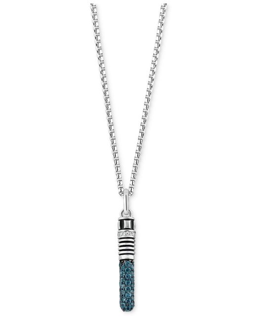 Wonder Fine Jewelry London Blue Topaz 1 ct. t.w. Diamond 1/20 Obi-Wan Kenobi Lightsaber 18 Pendant Necklace Sterl