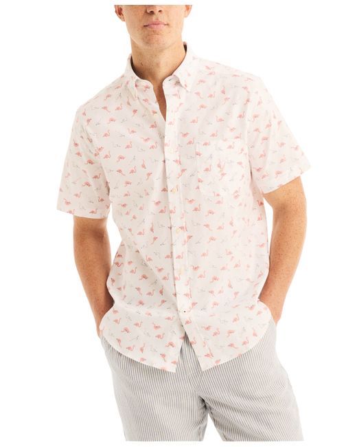 Nautica Flamingo Print Short Sleeve Button-Down Shirt