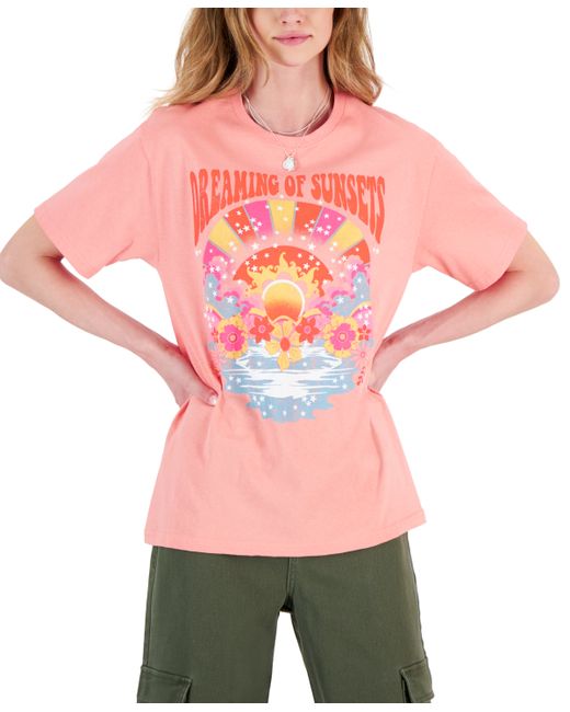 Rebellious One Juniors Sunset Dreams Cotton Graphic T-Shirt