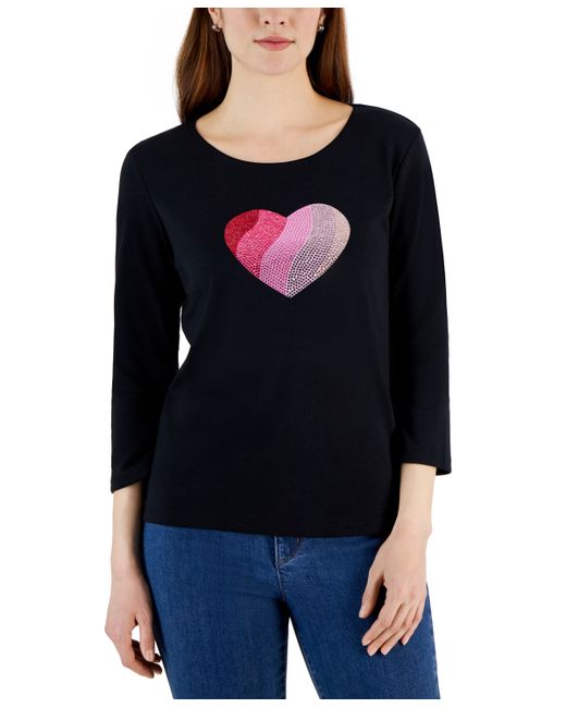Karen Scott Gem Heart Graphic Pullover Top Created for