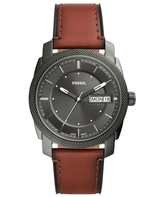 Fossil Machine Leather Strap Watch 42mm