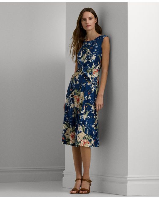Lauren Ralph Lauren Floral Twist-Front Stretch Jersey Dress