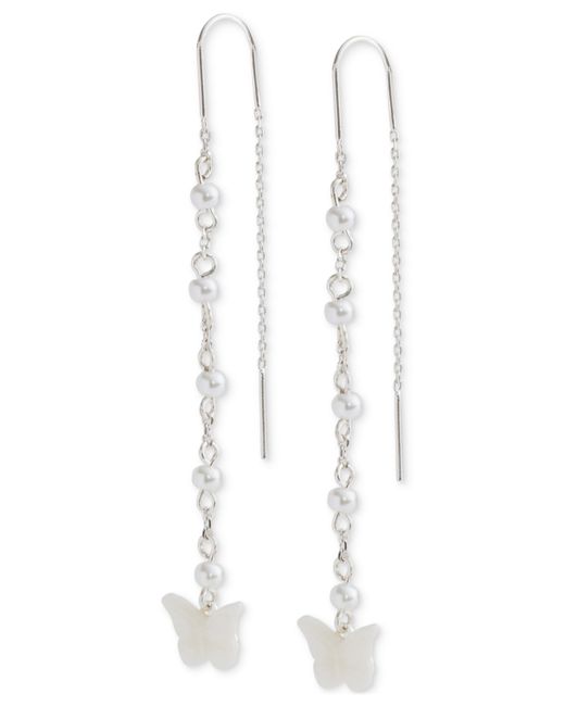 Lucky Brand Tone Mother-of-Pearl Butterfly Threader Earrings