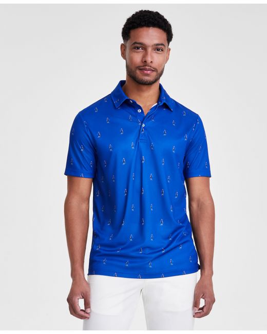 Club Room Golfer Print Short Sleeve Tech Polo Shirt Created for