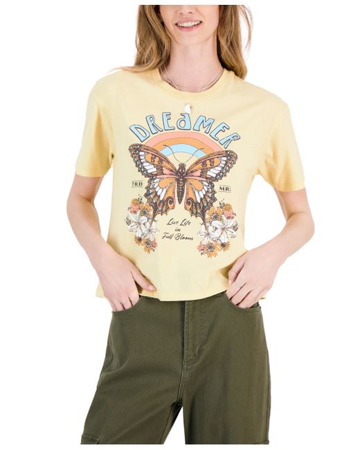 Rebellious One Juniors Dreamer Butterfly Graphic T-Shirt