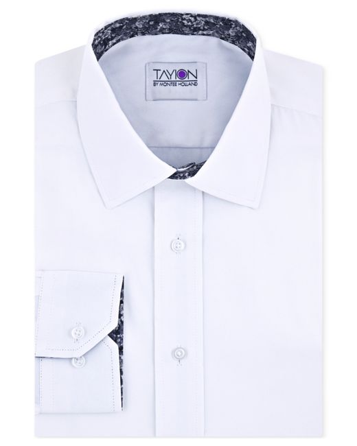 Tayion Collection Solid Dress Shirt Blk Trim