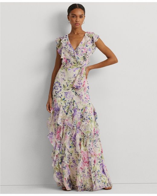 Lauren Ralph Lauren Ruffled Floral A-Line Dress