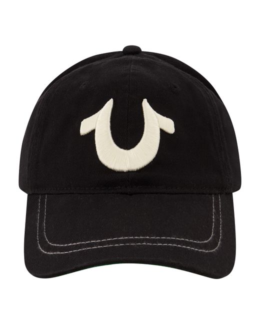 True Religion Concept One Cap 5 Panel Cotton Twill Boys Baseball Hat with Horseshoe Logo Adjustable Hook and Loop Closure