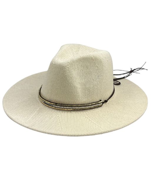 Marcus Adler Packable Panama Hat with Beaded Trim