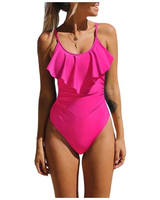 Cupshe Scoop Ruffle Ruching One Piece Swimsuit