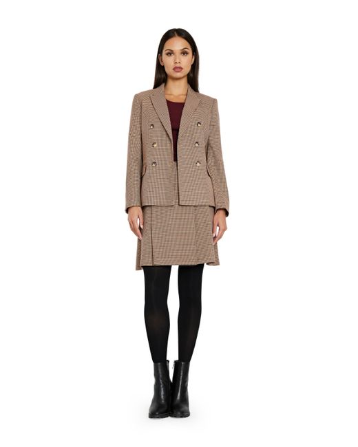 Tahari ASL Houndstooth Double Breasted Blazer