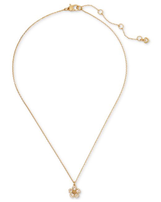 Kate Spade New York Cubic Zirconia Fleurette Pendant Necklace 16 3 extender gold