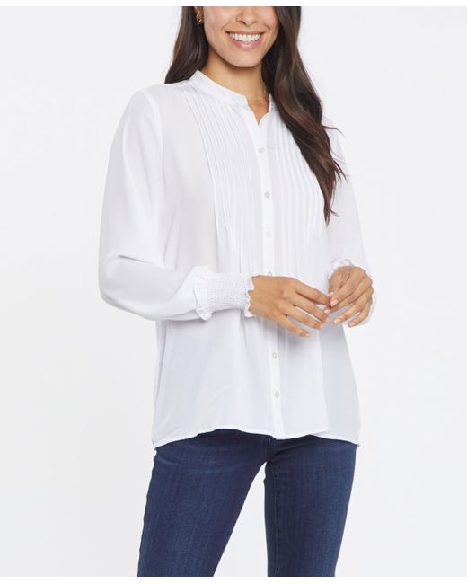 Nydj Pleated Front Peasant Blouse