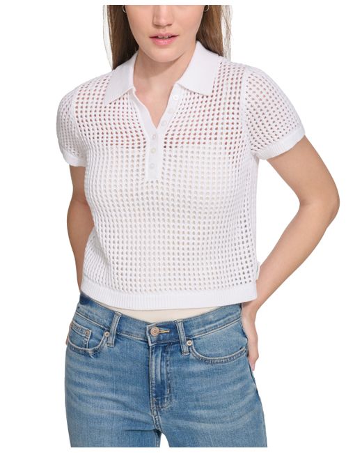 Calvin Klein Jeans Petite Cotton Open-Stitch Polo Shirt