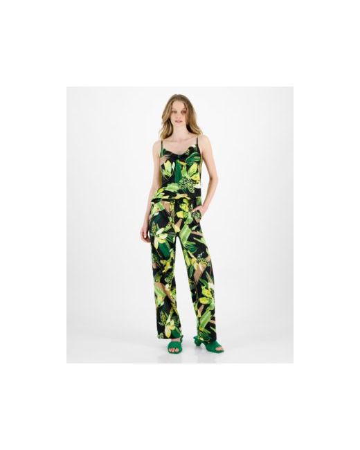 Bar III Printed Cowlneck Camisole Top Drawstring Waist Pull On Pants Created For
