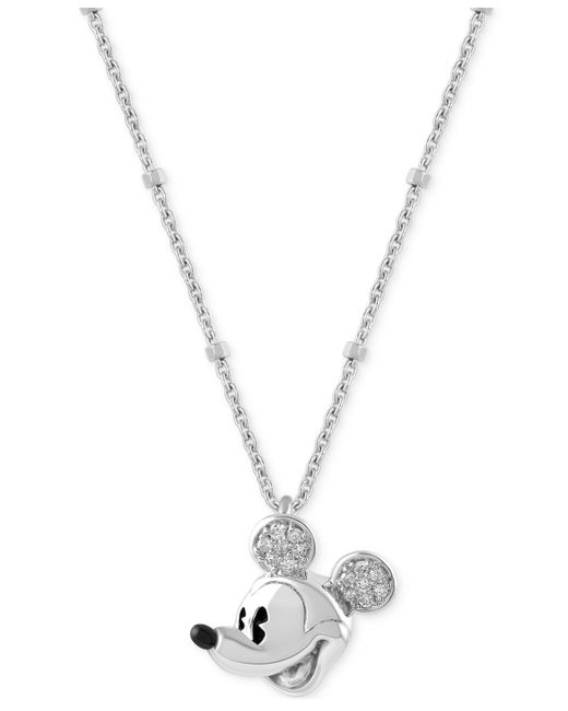 Wonder Fine Jewelry Diamond Mickey Mouse 18 Pendant Necklace 1/20 ct. t.w.