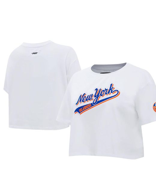 Pro Standard New York Islanders Boxy Script Tail Cropped T-shirt